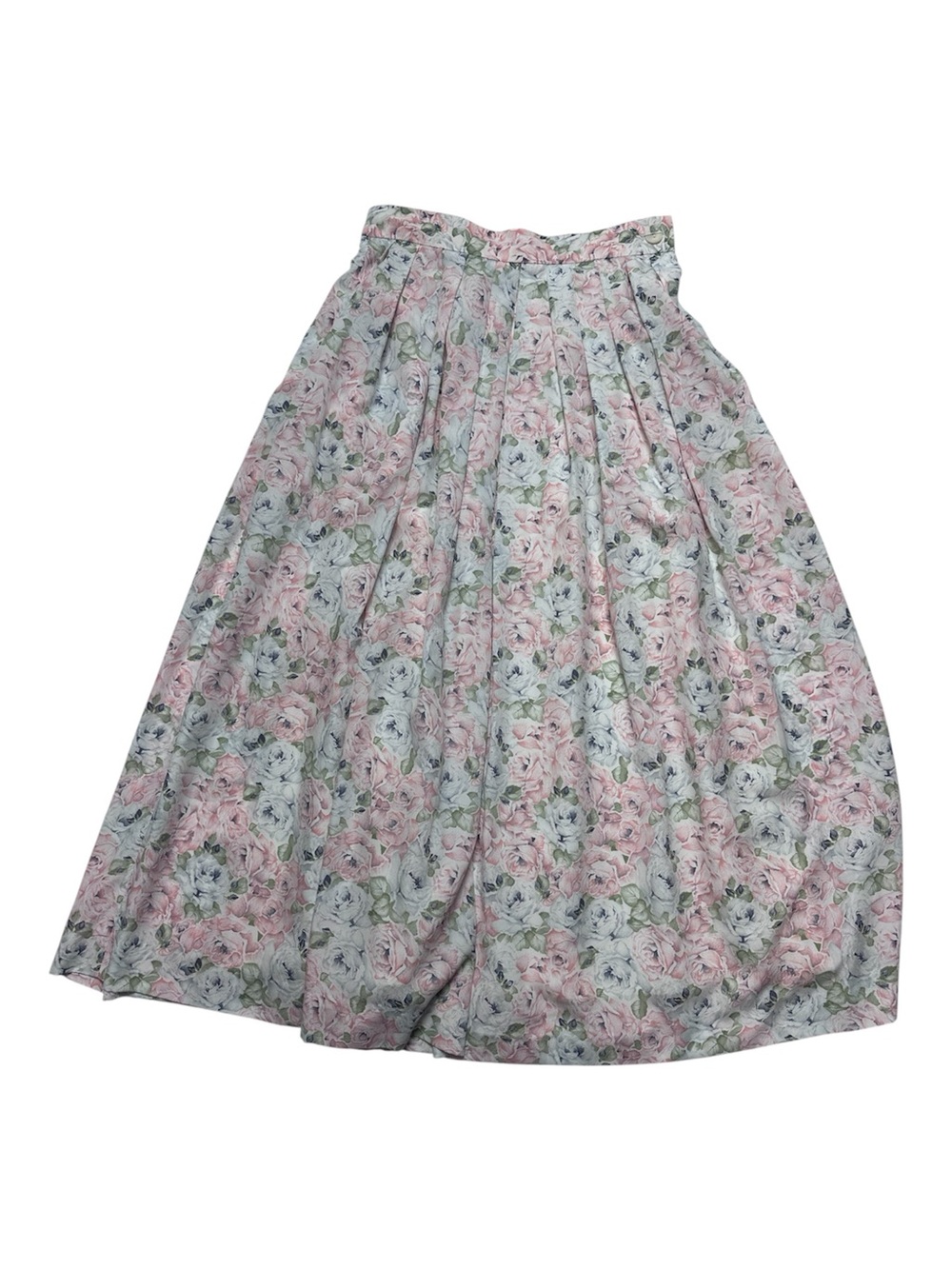 Vintage 80s Jaeger Floral Pleated Midi Skirt Made in Great Britain UK